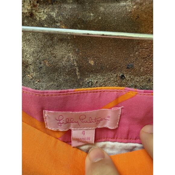 Lilly Pulitzer Orange Pink Multi-Color Floral Mini WHITLEY KEEN PEACH Skirt 4 - Picture 5 of 9